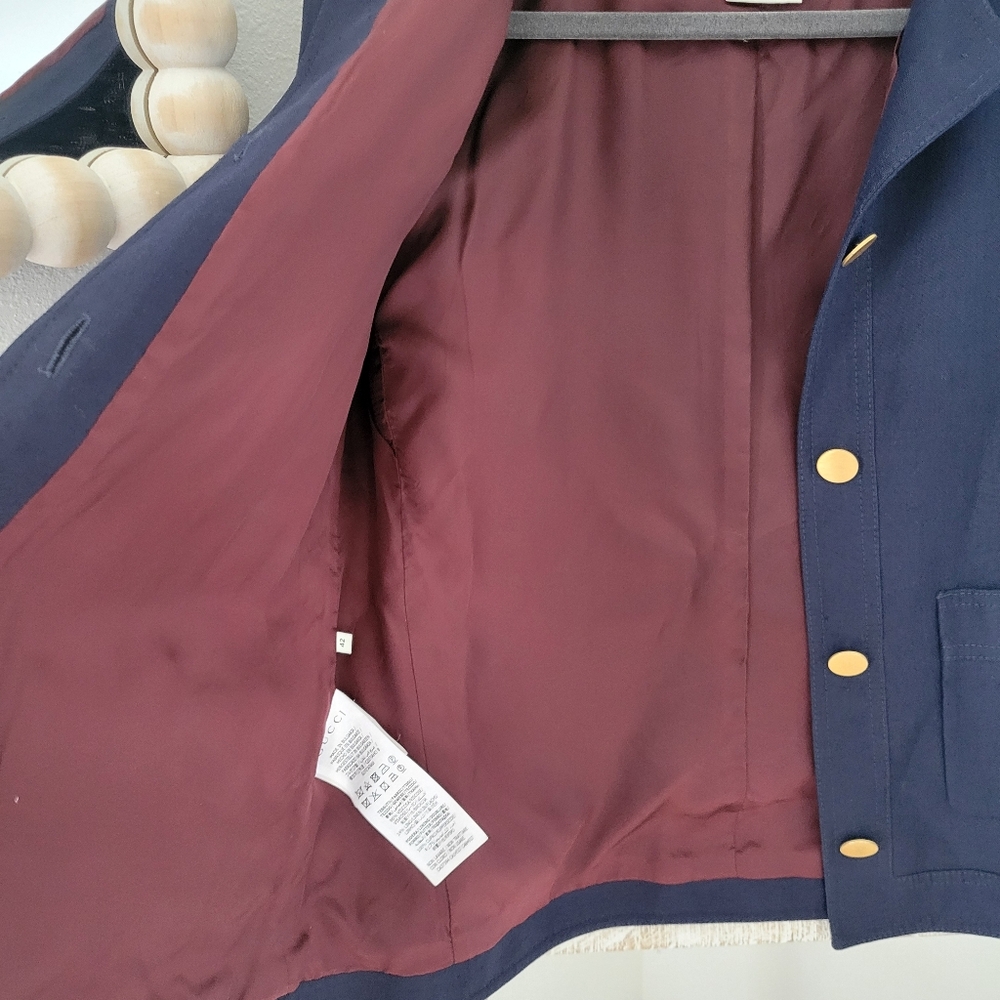 Gucci Uniform Blazer Jacket Sz EU 42 Navy Blue Gold Buttons - Picture 6 of 14